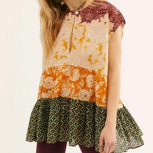 Free People Tunic Mini Dress Marigold Combo Gotta Have You Flowy Tunic Sz XS